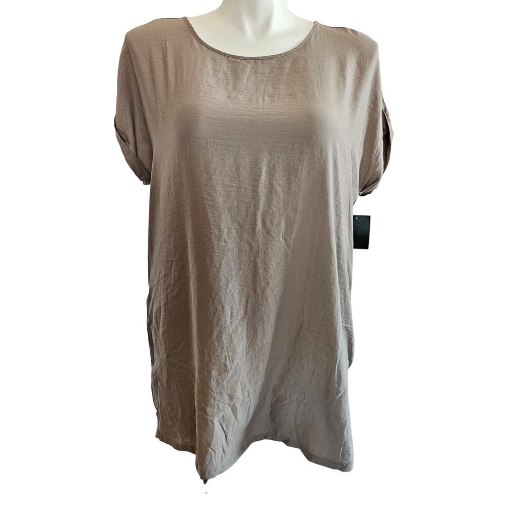 Valette shift dress short sleeve grey taupe sz L